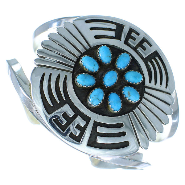 Turquoise Genuine Sterling Silver Navajo Indian Cuff Bracelet RX103450